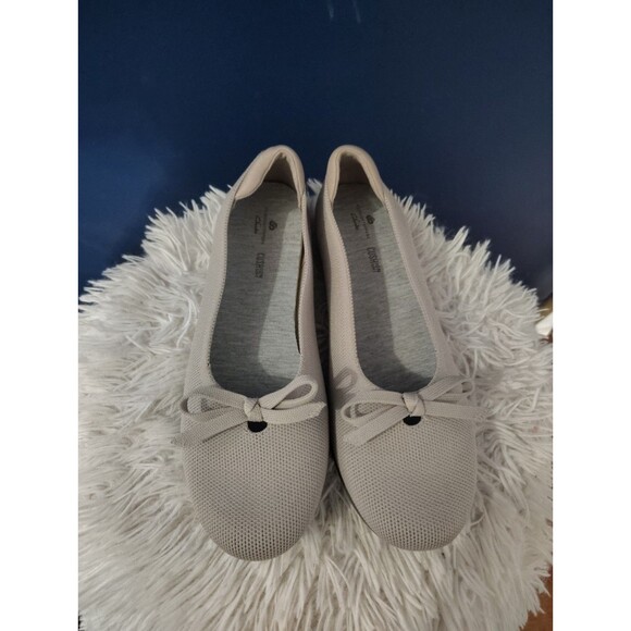 Clarks Cloudsteppers Flats 8.5 Stone Gray Carly Hope Knit Bow - Picture 1 of 8
